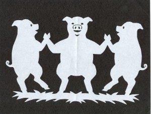 The 3 Little Pigs paper-cut design